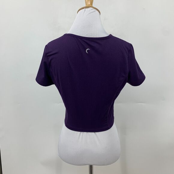Zyia Active Twist Cropped Top Womens M Medium Purple Keyhole Short Sleeve Shirt - Picture 7 of 12